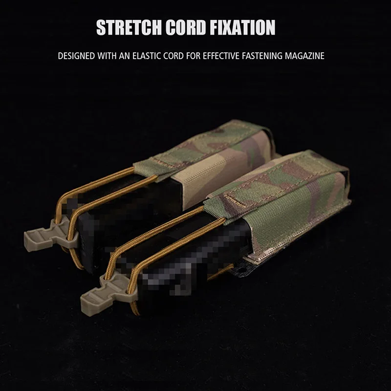 Bolsa táctica para revistas de pistola, doble Molle de 9mm, bolsa elástica Universal para caza, bolsas con Clip Airsoft de alta calidad - imagen 4