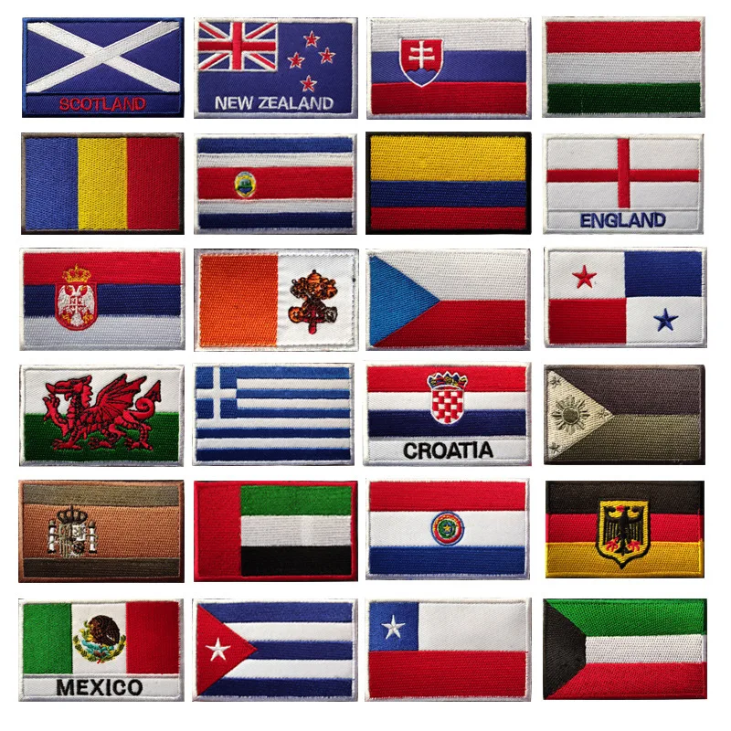Insignia de bandera de Chile de países americanos, parches bordados con gancho y bucle, brazalete de bandera de Brasil, México, Panamá, Argentina, Cuba, pegatina DIY - imagen 2