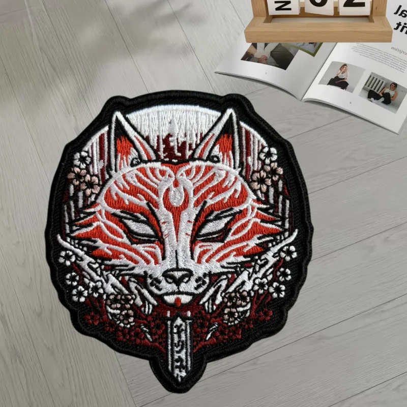 Parche bordado de zorro japonés, gancho militar y bucle, insignia de moral táctica, pegatinas para mochila, apliques DIY, parches para ropa - imagen 2