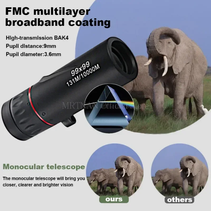 Mini telescopios con Zoom de Gran Aumento 99x99, Monocular HD, Monocular de visión nocturna con poca luz para viajes y caza - imagen 2