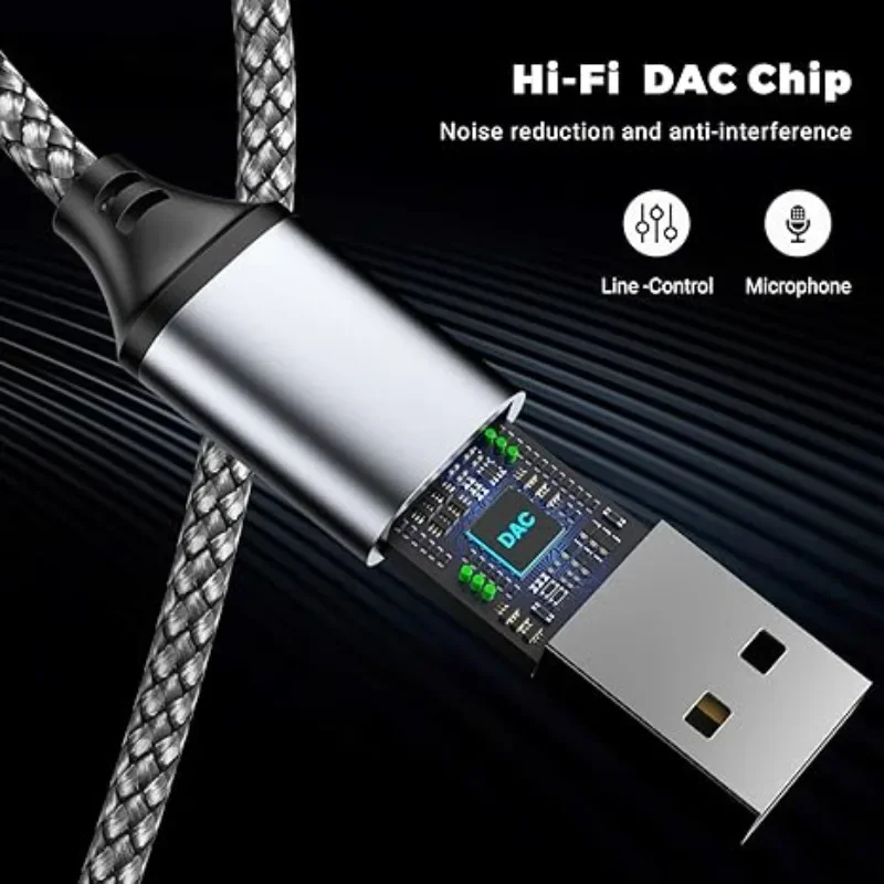 Tarjeta de sonido externa USB hembra con conector de 3,5mm, adaptador de Audio para auriculares, micrófono, adaptador de sonido para PC, portátil, Cable de Audio USB a 3,5mm - imagen 4