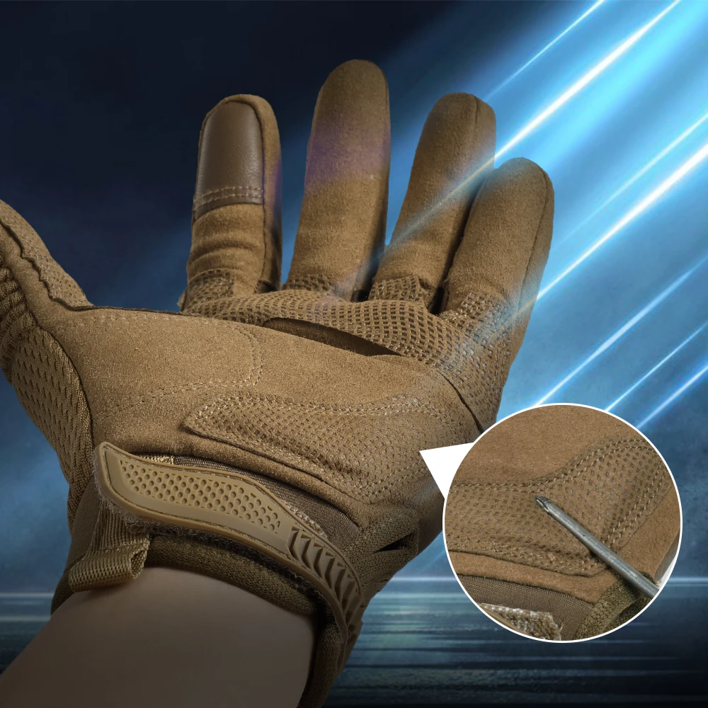 Guantes tácticos de ciclismo para hombre y mujer, manoplas militares de cuero PU para pantalla táctil, senderismo, bicicleta, escalada, tiro, dedo completo - imagen 4