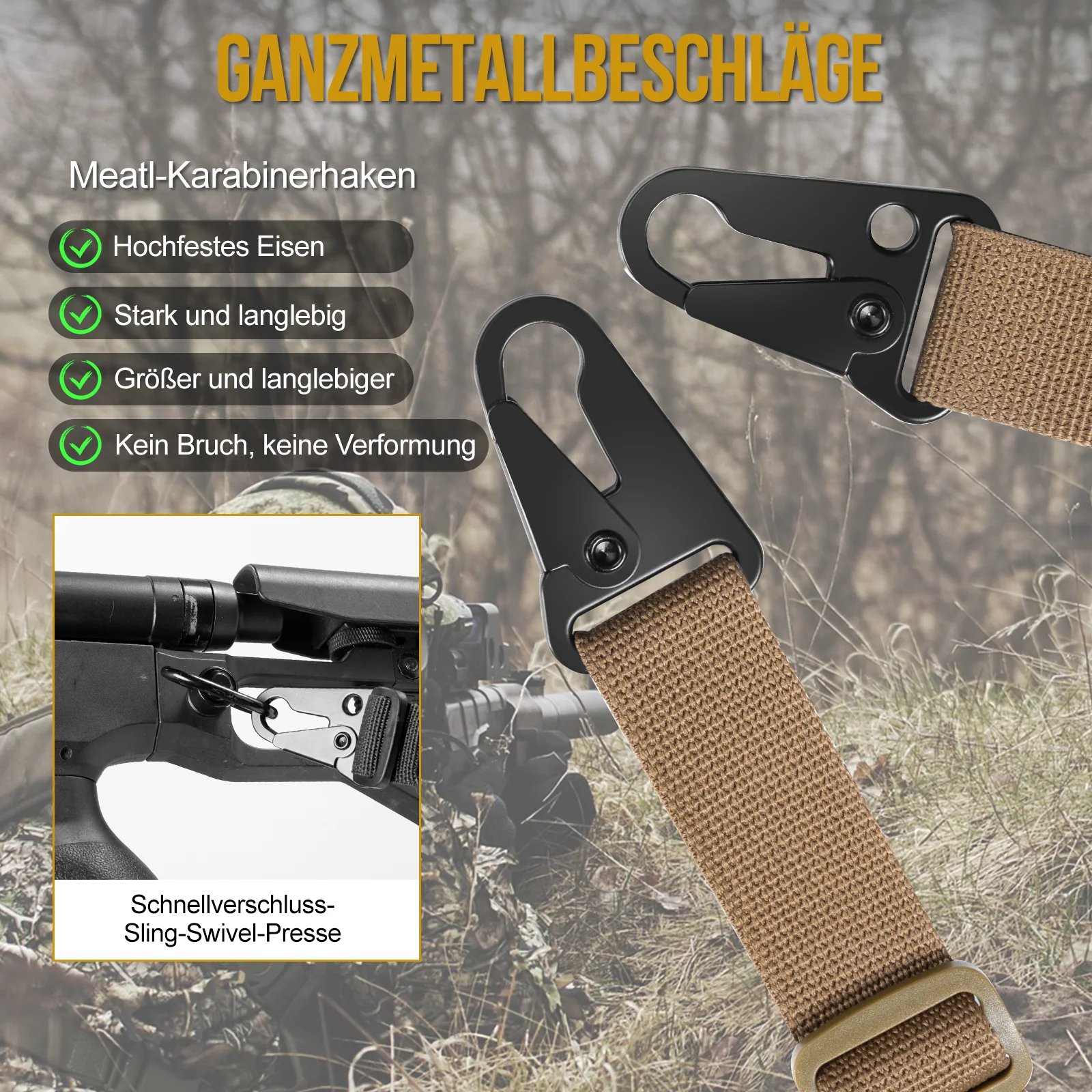 ONETIGRIS-eslinga para Rifle táctico, correa Modular extraíble de 2 puntos/1 punto, 2,25 ", accesorios para Rifle acolchado - imagen 3