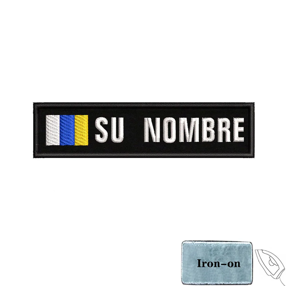 Parche de bandera con nombre personalizado, insignia de rayas, bucle de hierro o gancho, Andalucía, Extremadura, Islas Canarias, España, Galizia, 10cm x 2,5 cm, 1 ud. - imagen 4