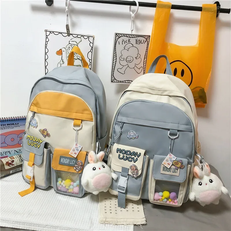 Mochila bonita de gran capacidad para mujer, bolso escolar Harajuku para mujer, mochila de dibujos animados para Universidad, bolso para chica y libro de moda, novedad para estudiante - imagen 4