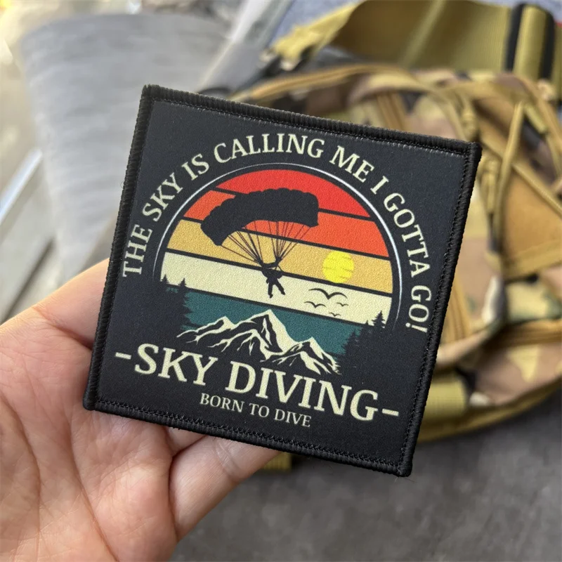 Parche táctico Sky Diving bordado velcro para mochila y brazalete - imagen 2