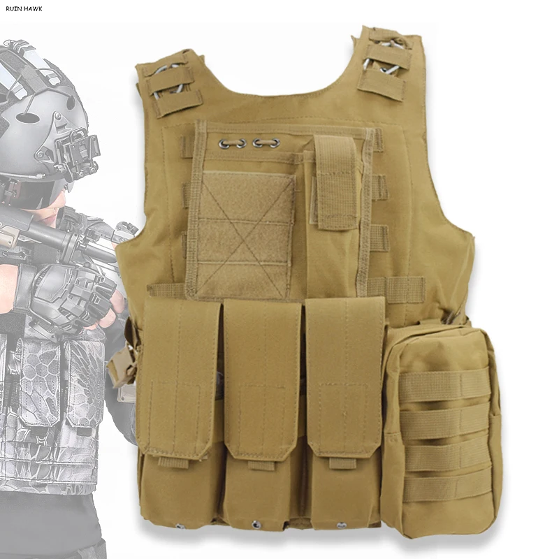 Equipo táctico militar, chaleco de combate para tiro al aire libre, caza, aparejo de pecho de nailon, chaleco Molle, chaleco de armadura corporal multifuncional - imagen 5