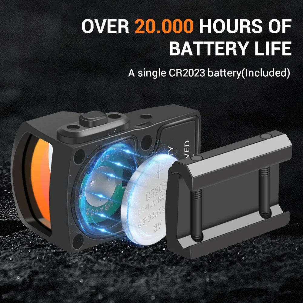 Mira réflex de punto rojo MOA, colimador óptico compacto de alcance de punto rojo con 7 ajustes de brillo para rieles de 20mm, 3 - imagen 5