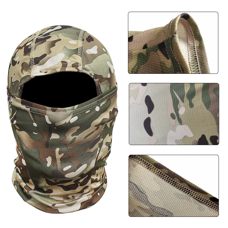 Pasamontañas de camuflaje, máscara facial completa, equipo para la cabeza, sombrero deportivo, caza, bicicleta, ciclismo, Multicam, Bandana, polaina para el cuello - imagen 5