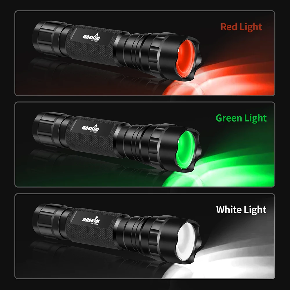 Linterna táctica de 1200 lúmenes, luz roja/Verde/blanca P9 con interruptor de presión, para arma de caza - imagen 2
