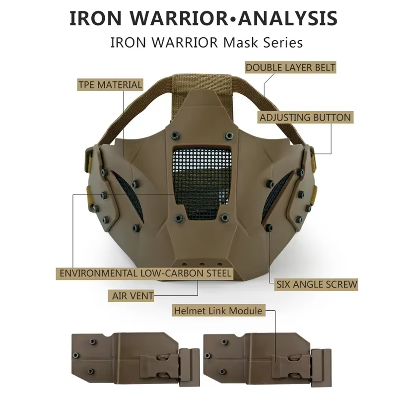 Máscara de caza de Paintball Airsoft, máscara de media cara de combate táctico, máscara protectora para juegos de guerra, uso con casco rápido o un solo uso - imagen 3