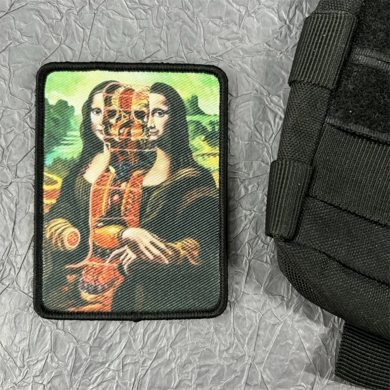 Insignia de moral en capas de Mona Lisa, parche impreso en ropa, gancho y bucle, parches tácticos militares, pegatina para mochila - imagen 2