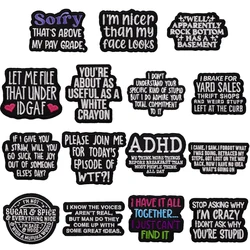 Parches con citas divertidas para ropa, parches bordados para planchar en TDAH para ropa, accesorio de apliques de rayas DIY