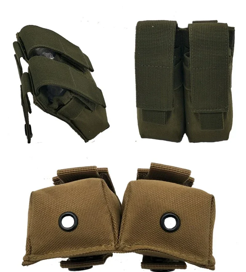 Molle táctico doble 9mm bolsa de revista soporte para linterna, AK AR Rifle Mugger EDC riñonera bolsa de accesorios - imagen 2