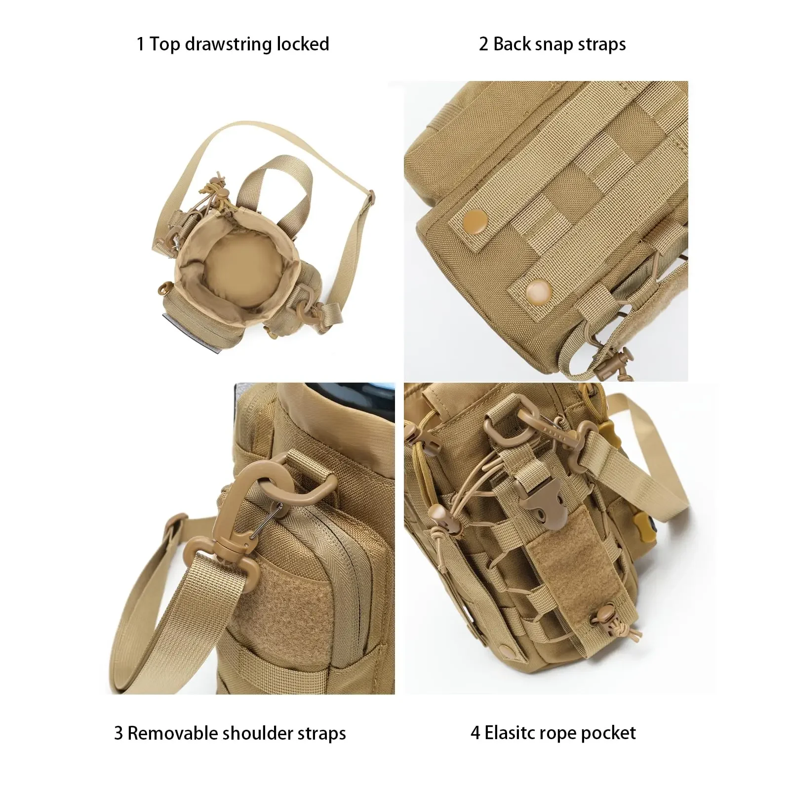 Bolsa portabotellas de nailon para deportes al aire libre, soporte multifuncional para botellas de agua de gran capacidad para senderismo, ciclismo y pesca - imagen 4