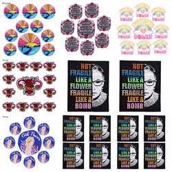 Parches termoadhesivos bordados para planchar en ropa, parche de letras Raibown, derechos de mujer, 10 unids/lote