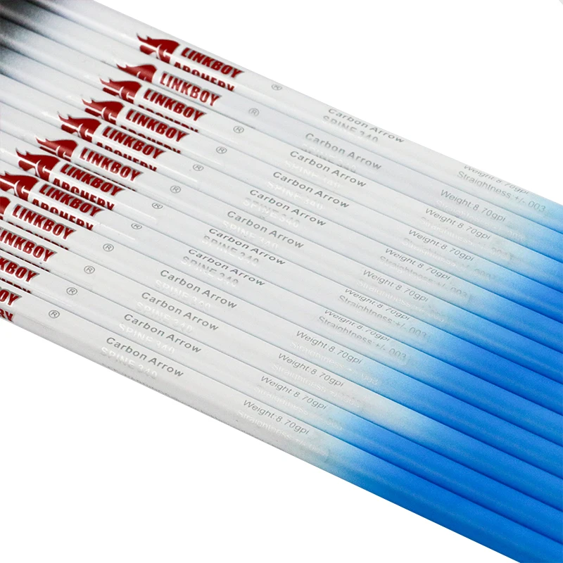 Linkboy-Flecha de carbono puro de 12 piezas para tiro con arco, ID 6,2mm, inserto de paleta de plástico de 2 pulgadas, Nock, 75gr, puntas compuestas, arco tradicional de caza - imagen 4
