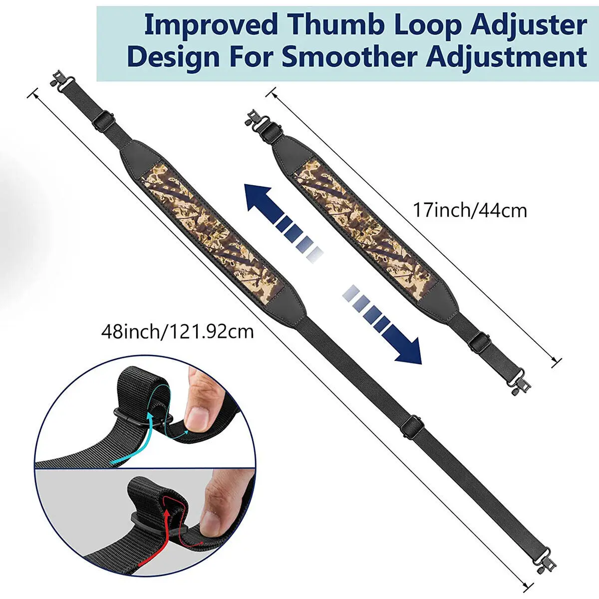 DISCOVERY-eslinga para Rifle de camuflaje, eslinga para pistola de 2 puntos, correa ajustable acolchada para hombro con giratorios, accesorios de caza - imagen 3