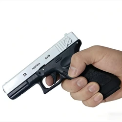 Réplica pistola airsoft negra y blanca con eyección de cargador
