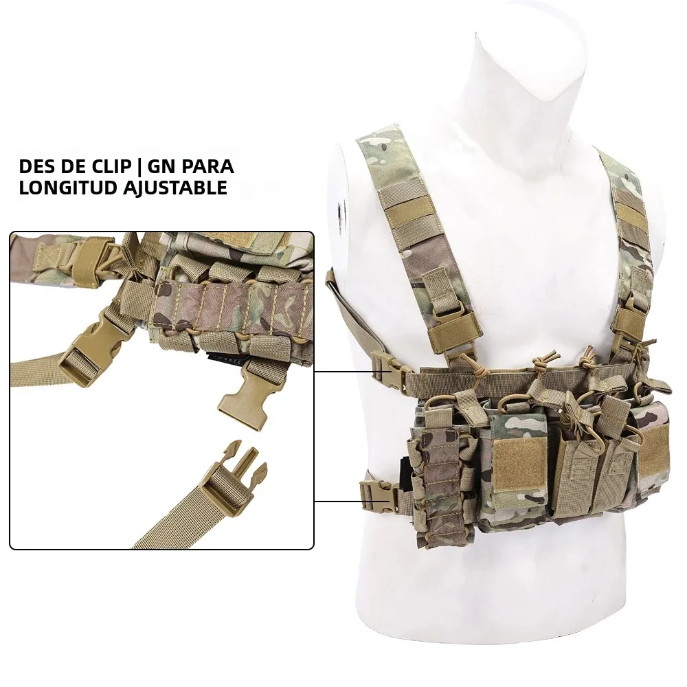 Equipo de pecho táctico Molle D3CR, chaleco de camuflaje CS, chaleco Airsoft de combate con bolsas Mag, ligero, multifunción y transpirable - imagen 5