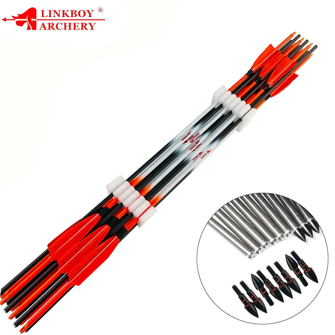 12 Uds flechas de tiro con arco tiro a caballo flechas de carbono puro ID6.2mm arco tradicional arco largo arco recurvo caza