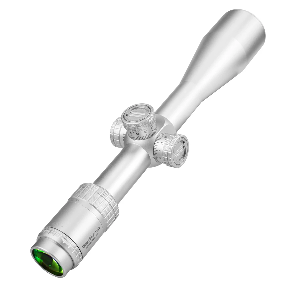 WestHunter-mira telescópica para rifle de caza, visor óptico de tiro, de color plateado, HD-N FFP 6-24X50, primer plano Focal, paralaje lateral - imagen 3