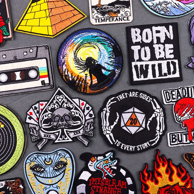 Parches bordados Born To Be Wild para ropa, naipes de calavera/dados, parches para planchar para decoración de ropa, parche Fuisible - imagen 2