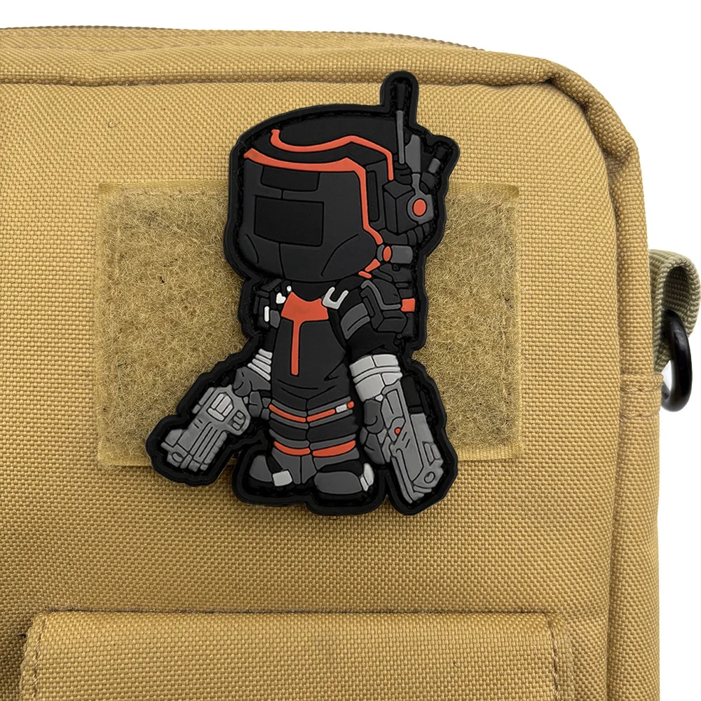 Parche de guerrero Robot, insignia de moral militar, Panda táctico, parches de gancho y bucle de PVC personalizados para ropa, pegatina decorativa para mochila - imagen 3