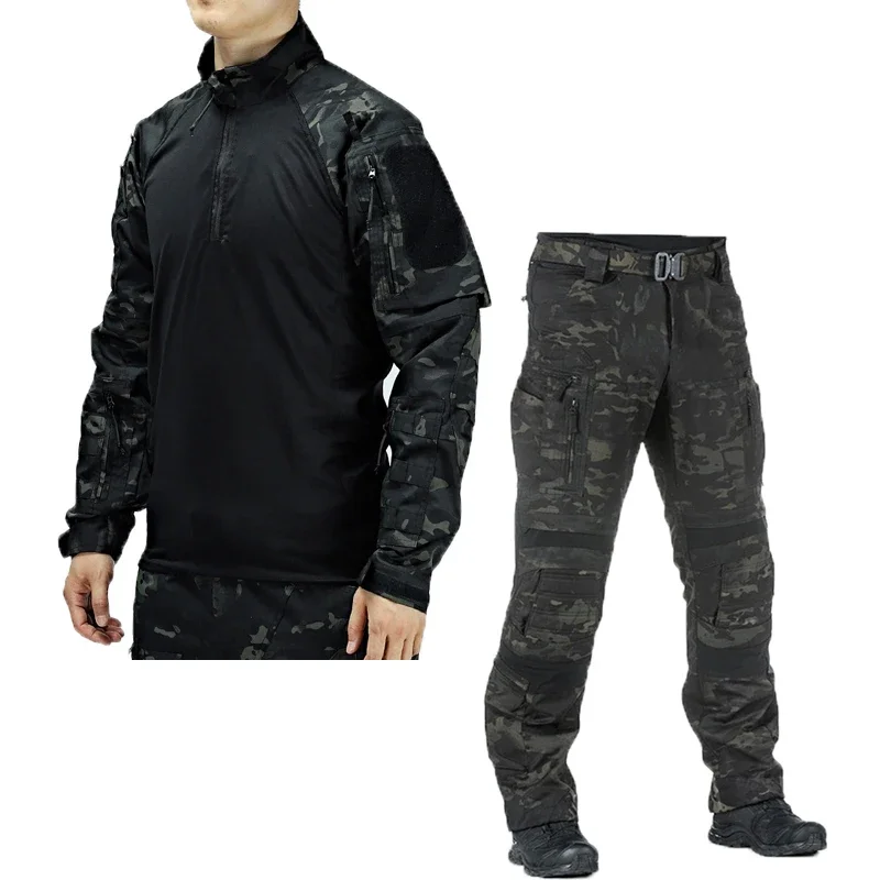 Conjunto táctico de 2 piezas P40 para hombre, resistente al desgaste, impermeable, caza, senderismo, manga larga, pantalones Cargo con múltiples bolsillos 3D, talla S-3XL - imagen 5