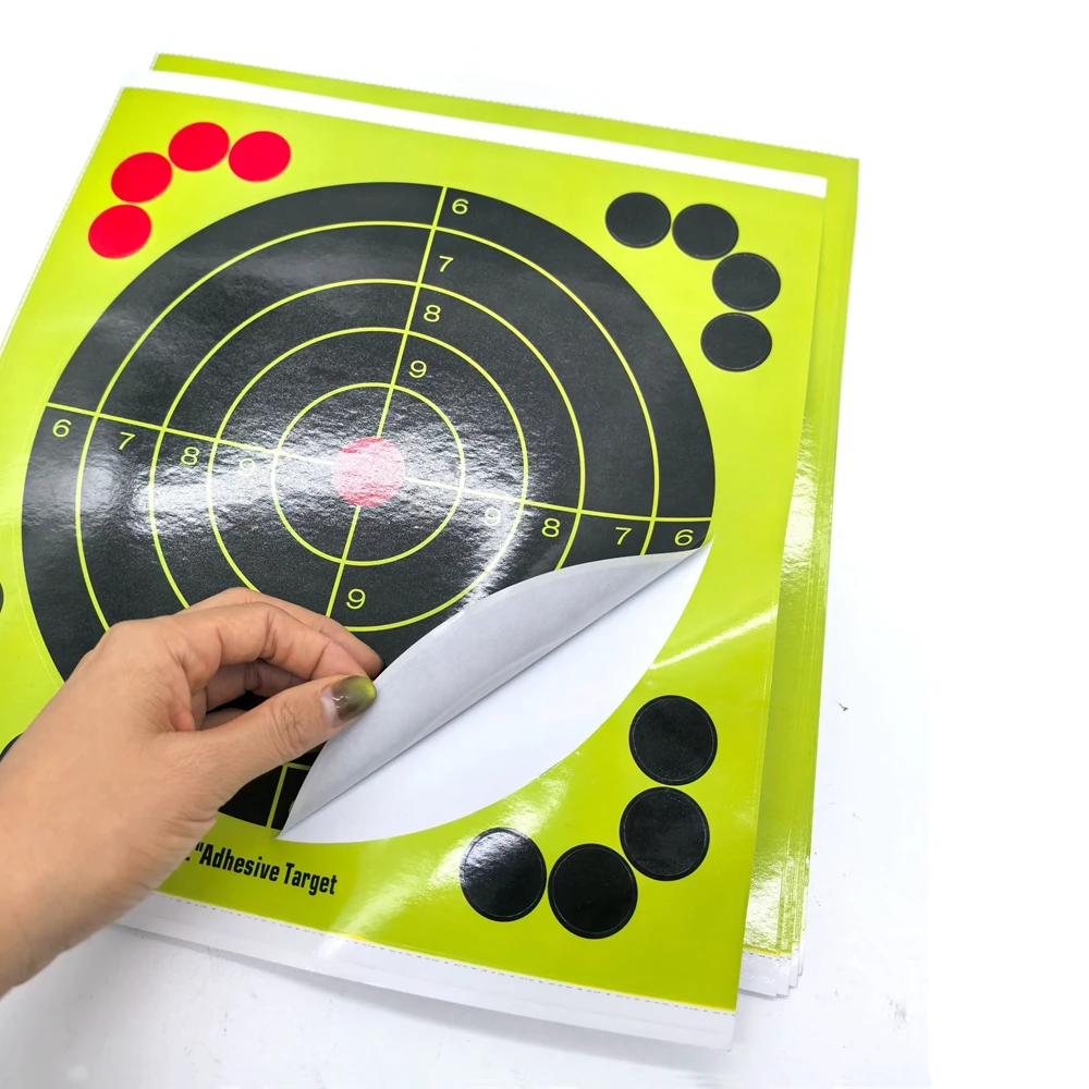 10 Uds. De objetivos autoadhesivos de 12 ", pegatinas adhesivas de papel para objetivos de tiro con efecto amarillo para práctica en interiores y exteriores - imagen 2