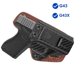 Funda IWB Kydex para pistola G43X 43, cinturilla interior, funda de transporte oculta, extracción rápida para mano derecha
