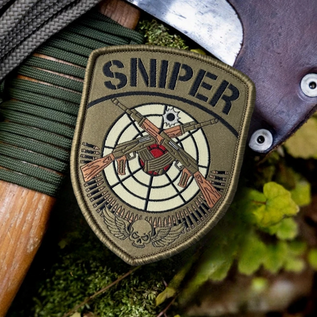 Parche moral táctico calavera Sniper – Tejido con velcro - imagen 4