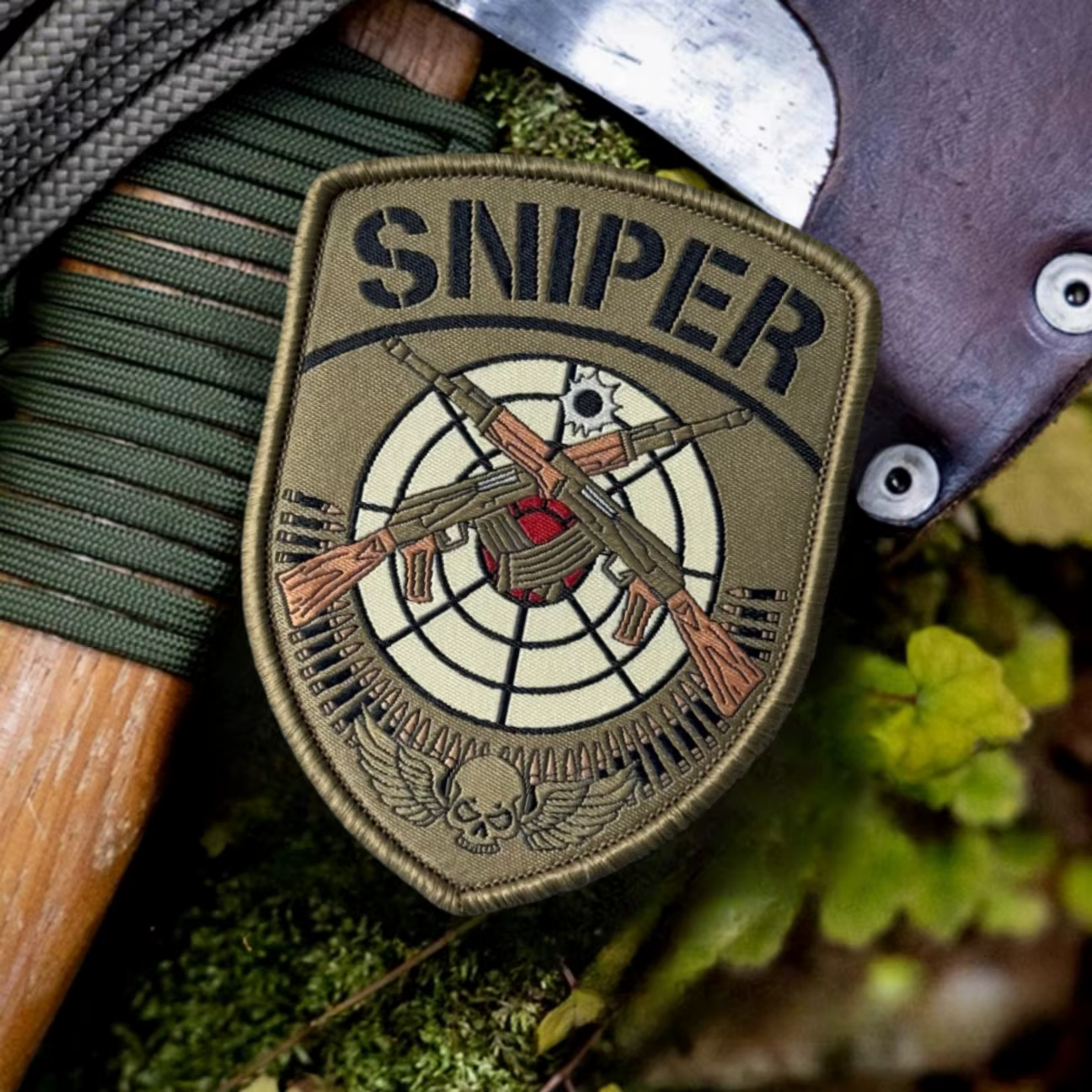 Parche moral táctico calavera Sniper – Tejido con velcro - imagen 4