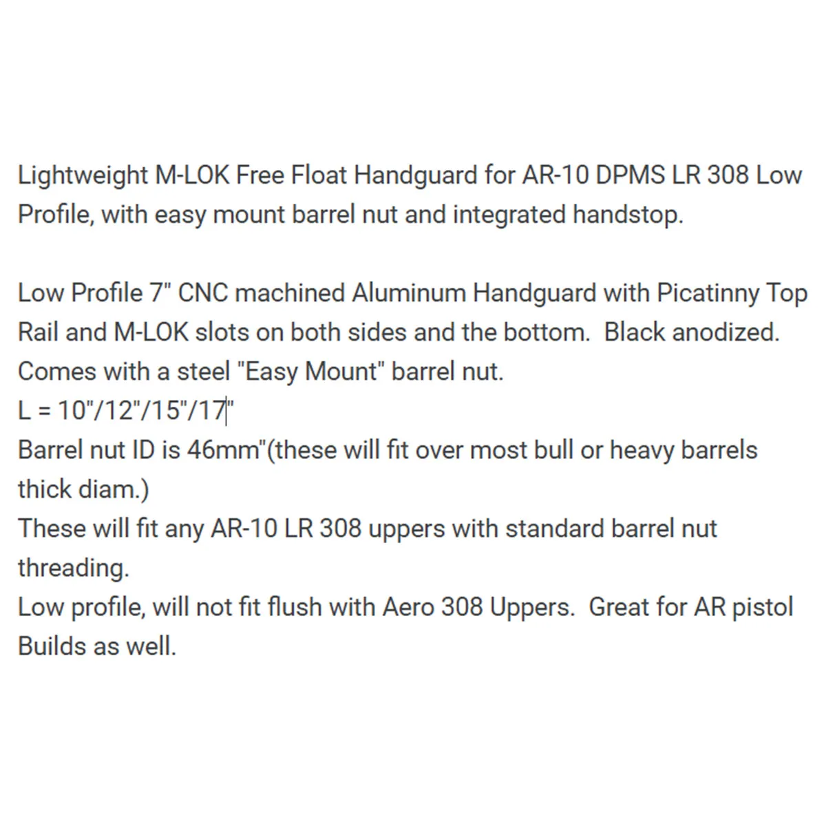 SKWOPTICS Guardiamano M-LOK LR308 AR10 aluminio flotante libre - imagen 3