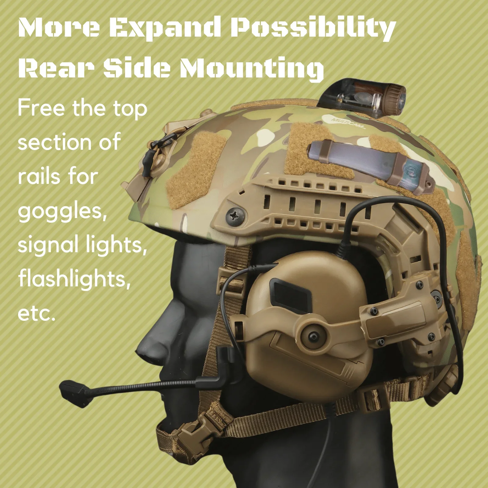 Soporte de riel para auriculares de ángulo libre para auriculares Earmor en el equipo Wendy m-lok, Ops-Core Fast ACH casco Arc Rail Airsoft M32 M31 - imagen 4