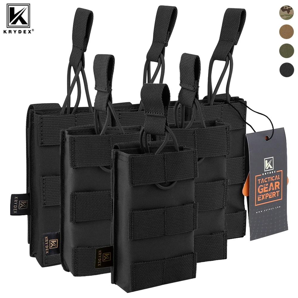 KRYDEX-bolsa táctica para revistas, soporte de correa MOLLE abierto individual/doble/Triple, bolsa Mag para accesorios de caza M4 M16 de 5,56mm