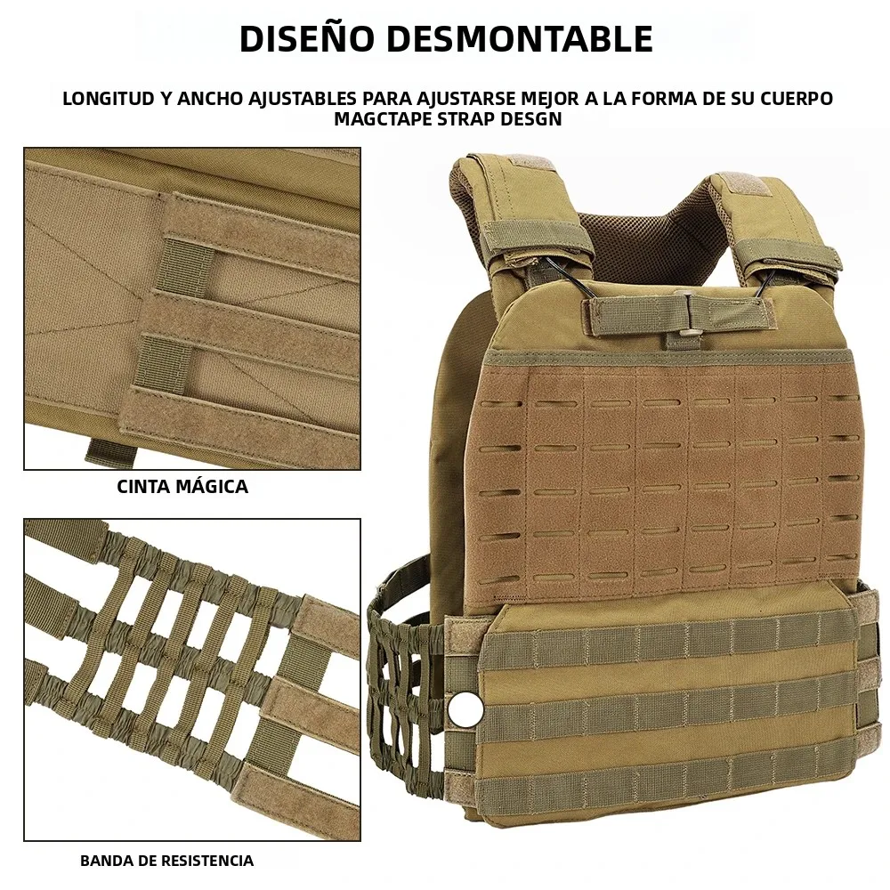 Portador de placa para entrenamiento de combate corporal, aparejo de pecho, chaleco de asalto, equipo, chaleco deportivo, chaleco de soporte de carga ligero para ejercicio ajustable - imagen 5