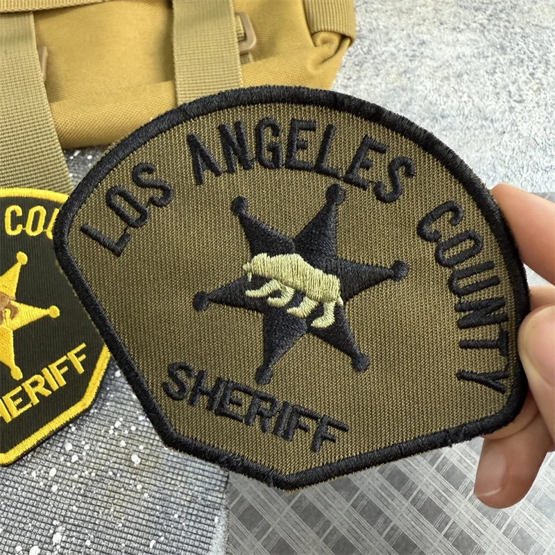 Parche de insignia de moral del condado de Los Ángeles, brazalete bordado militar táctico de Sheriff, parche de gancho y bucle, pegatina para mochila de ropa - imagen 4