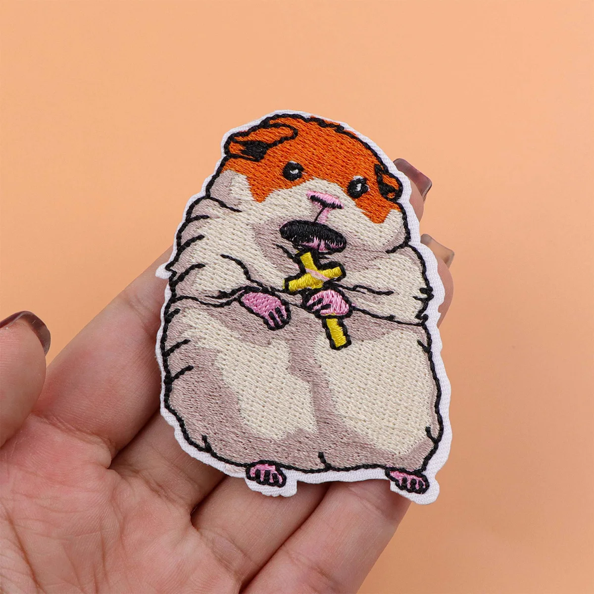 Parche bordado de hámster cruzado bonito, parches termoadhesivos de animales de dibujos animados para planchar para ropa, insignias para coser DIY