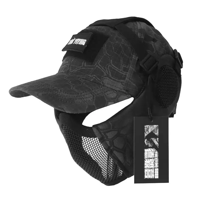 Máscara táctica de malla plegable con protección para los oídos para Airsoft Paintball con gorra de béisbol ajustable accesorios de equipo militar - imagen 2