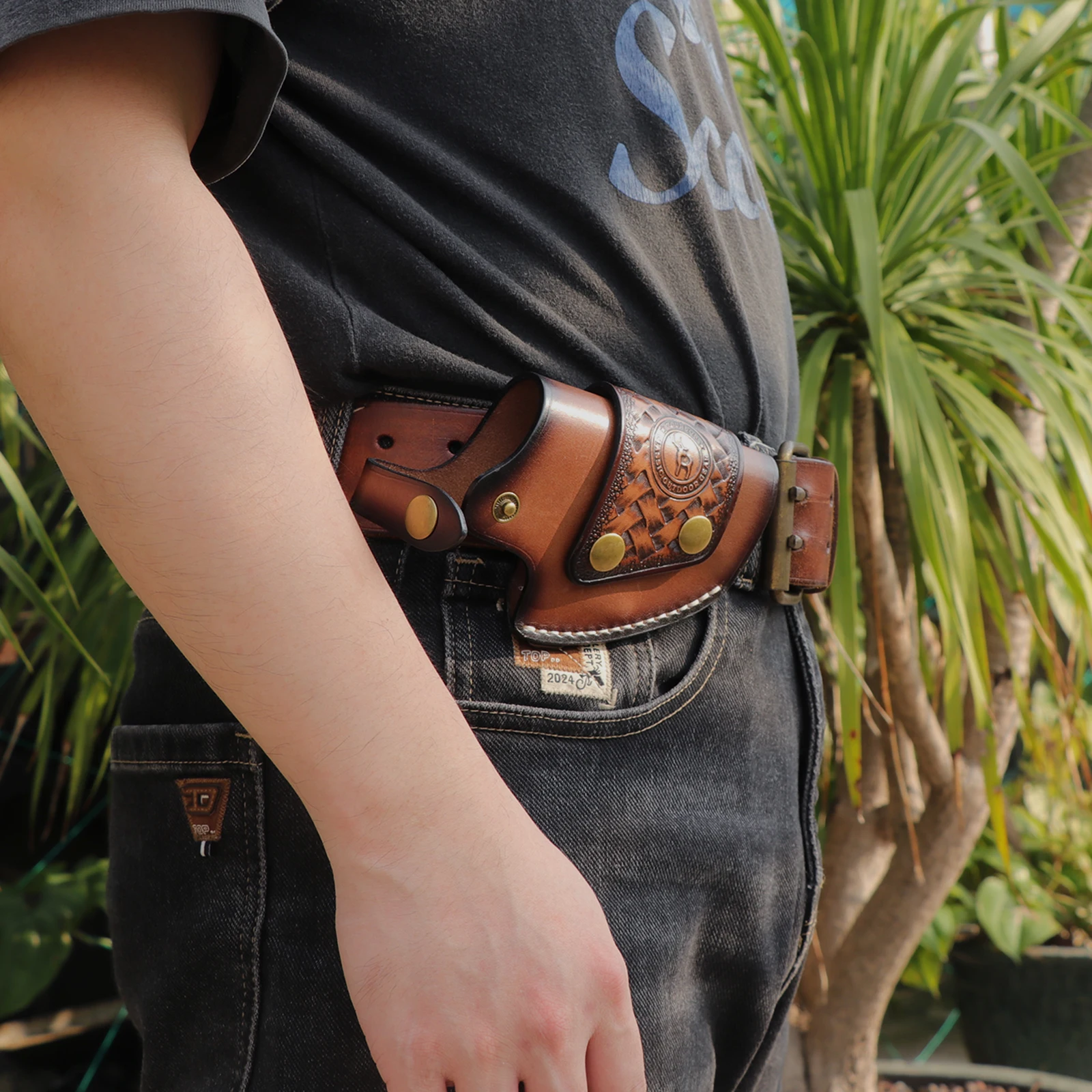Tourbon funda cuero pistola OWB marrón – táctica - imagen 2