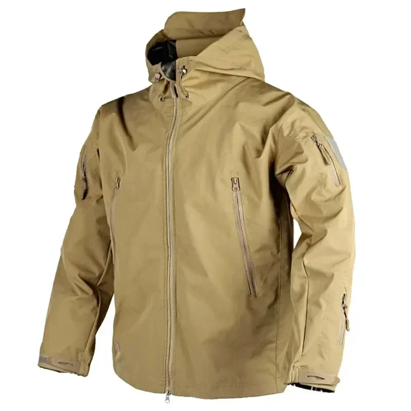 Chaquetas tácticas de verano para hombre, cortavientos con capucha impermeable militar para exteriores, Ropa de Trabajo, Tops de motocicleta de caza con múltiples bolsillos de concha suave