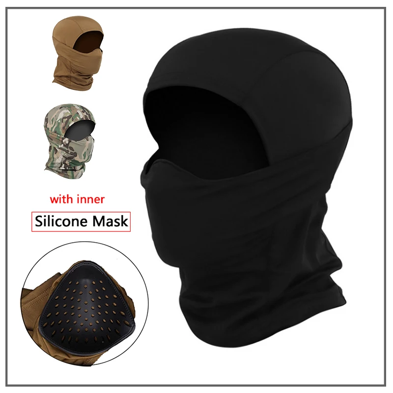 Máscara de pasamontañas para exteriores, máscara táctica militar, media máscara de silicona, casco a prueba de viento, Airsoft, caza, juego CS, sombrero protector solar