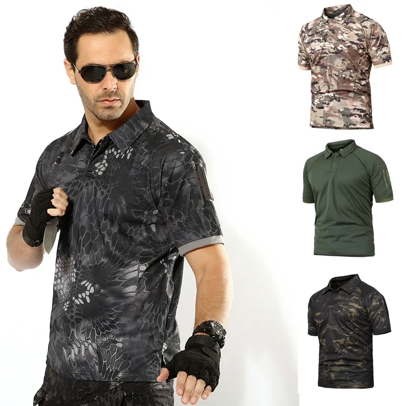 Camiseta deportiva al aire libre de verano, camiseta de manga corta de camuflaje para hombre, camisetas de secado rápido, camiseta de camuflaje para senderismo, caza, Camping y pesca - imagen 3