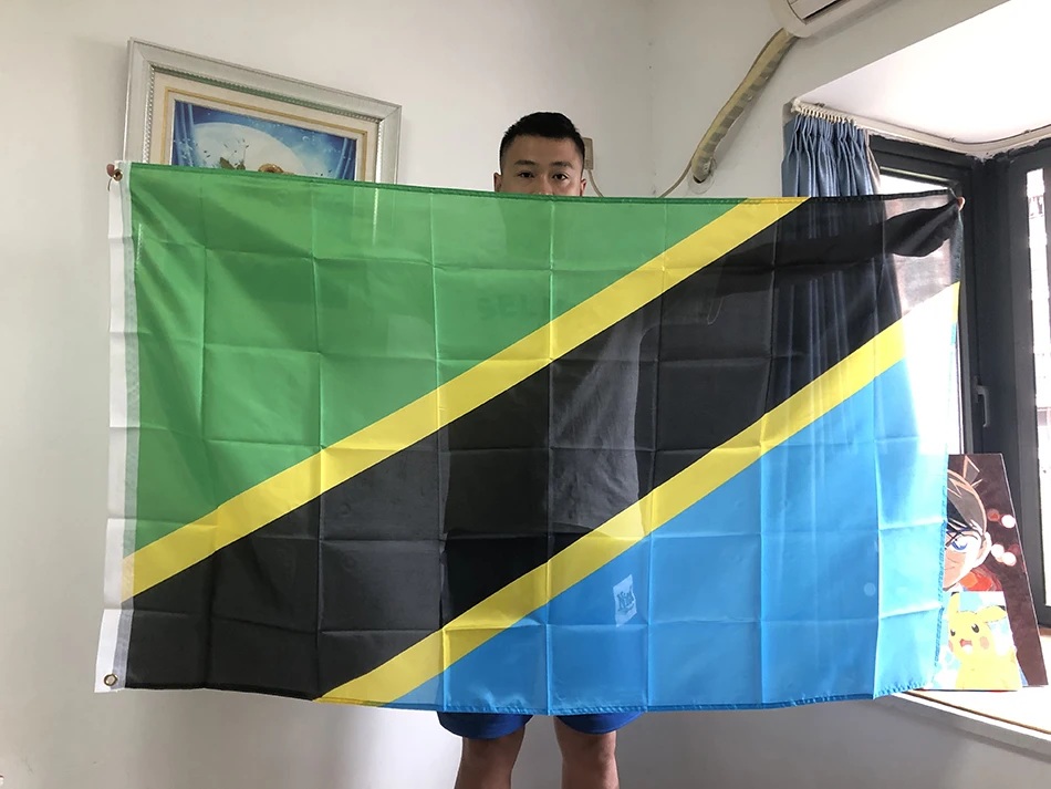 Bandera nacional de Tanzania 90x150 cm en poliéster colgante