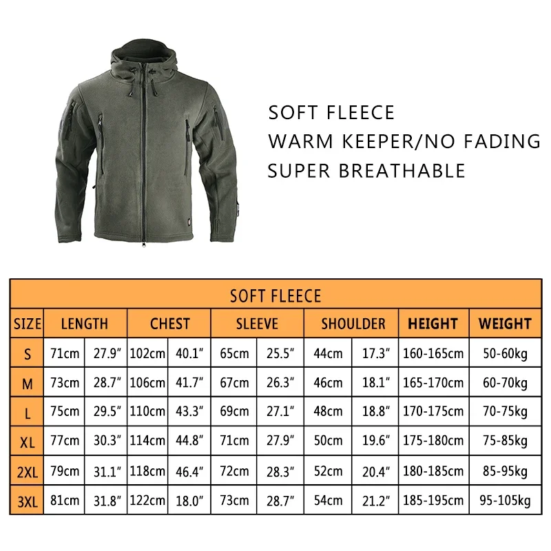 Abrigo térmico de lana para hombre, chaqueta táctica, abrigos con capucha Airsoft, chaquetas de senderismo Softair, tela de caza de Safari, Tops de combate para acampar - imagen 3