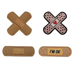 Insignias de moral 'I'm OK', parches para heridas con gancho y bucle, aplique bordado de banda, emblema táctico en ropa, mochila