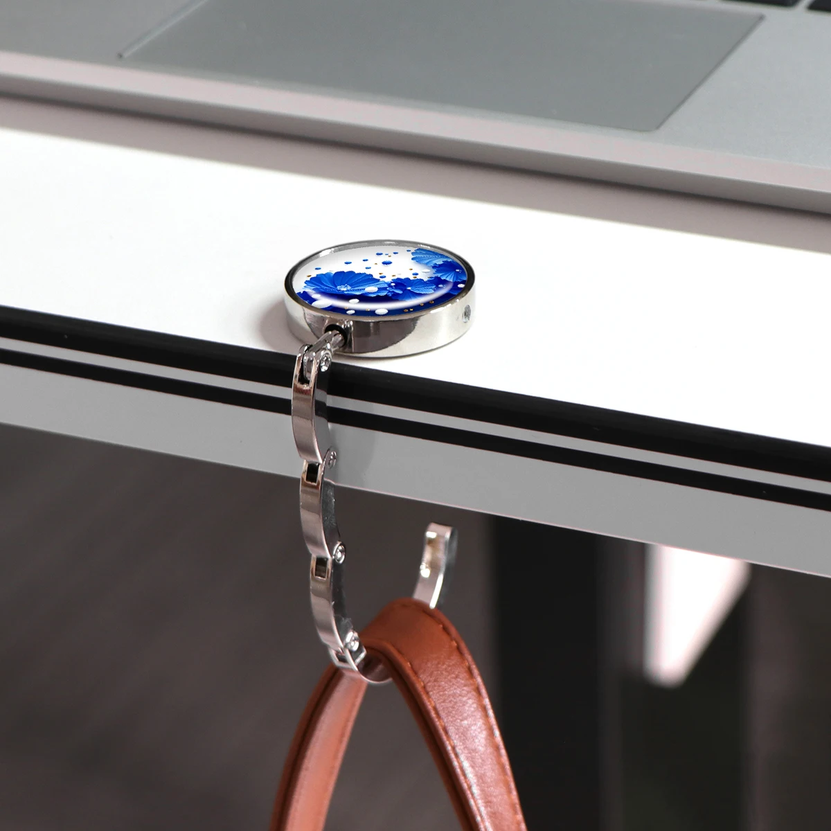 Ganchos para bolsos de flores, soportes plegables de Metal para bolsas de mesa, perchas portátiles para monedero, accesorios de piezas de moda, ganchos antideslizantes - imagen 3