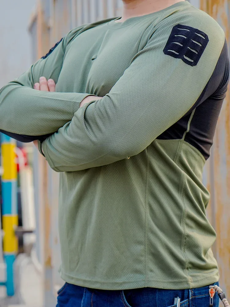 Camiseta táctica de senderismo de secado rápido al aire libre UMP verano manga larga corta alta elasticidad transpirable correr Fitness entrenamiento camiseta - imagen 5