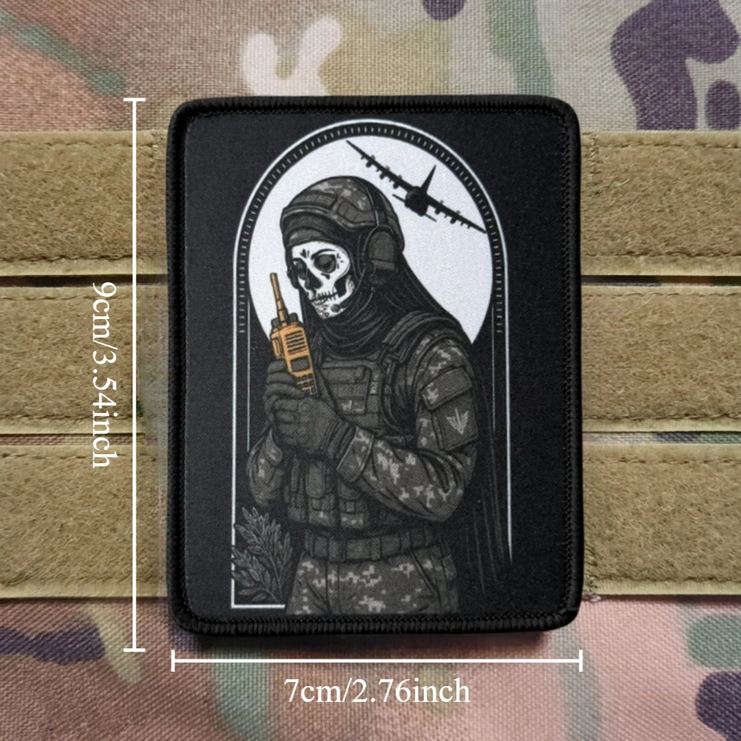 Parche táctico de moral de Dron Chevron esqueleto, parches de gancho y bucle bordados para ropa, pegatina de mochila militar táctica - imagen 3